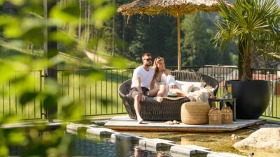 Wellness vacation in Gastein? The pool at Wanderhotel Gasteiner Einkehr invites you to relax after hiking in Hohe Tauern National Park.© Aktivhotel Gasteiner Einkehr