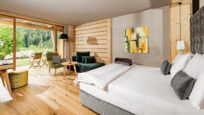 The rooms at Tauber's Bio Vitalhotel let you relax after hiking in the Dolomites.© Klaus Peterlin