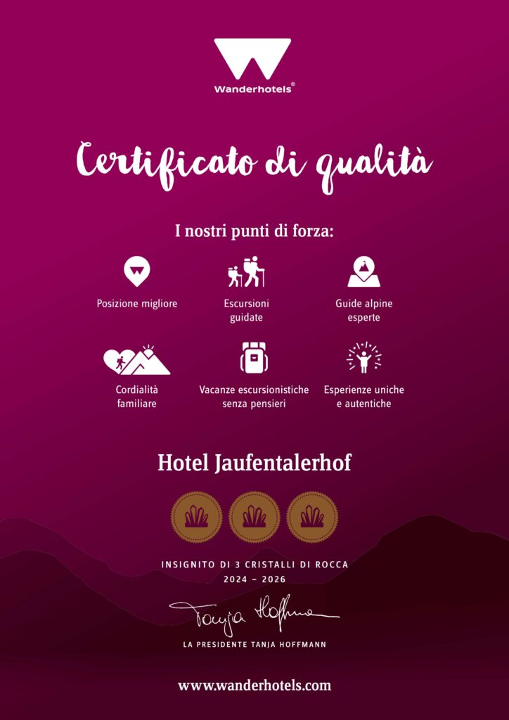 La promessa di qualità dei Wanderhotels mantiene la parola data.