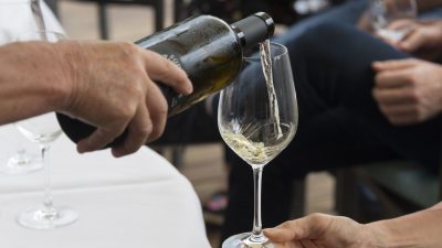 Italien Suedtirol Trentino Alto Adige Dolomiten Val d’Ega Eggen-Tal Eggen Hotel Marica Weinverkostung mit Carola Eisath