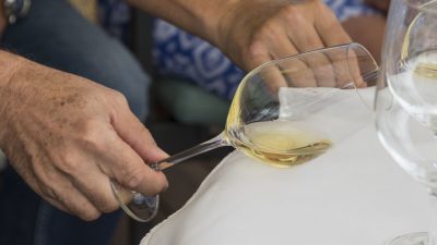 Italien Suedtirol Trentino Alto Adige Dolomiten Val d’Ega Eggen-Tal Eggen Hotel Marica Weinverkostung mit Carola Eisath