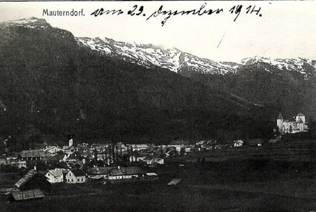 Historisches Bild mit Blick auf Mauterndorf von 1914