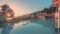 Das Outdoor Sportbecken vom Wanderhotel Natur- und Wellnesshotel Höflehner im Abendrot.© Rene Strasser