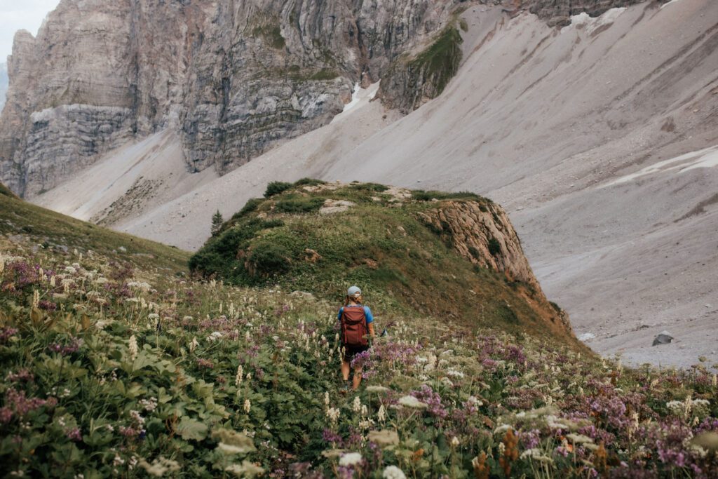 Wanderung zur Wolayersee Hütte am Plöckenpass in den Alpen in Kärnten.