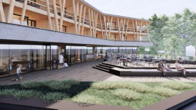 Rendering von Tauber's Bio Vitalhotel nach dem Umbau 2025. Wandern in Südtirol2025